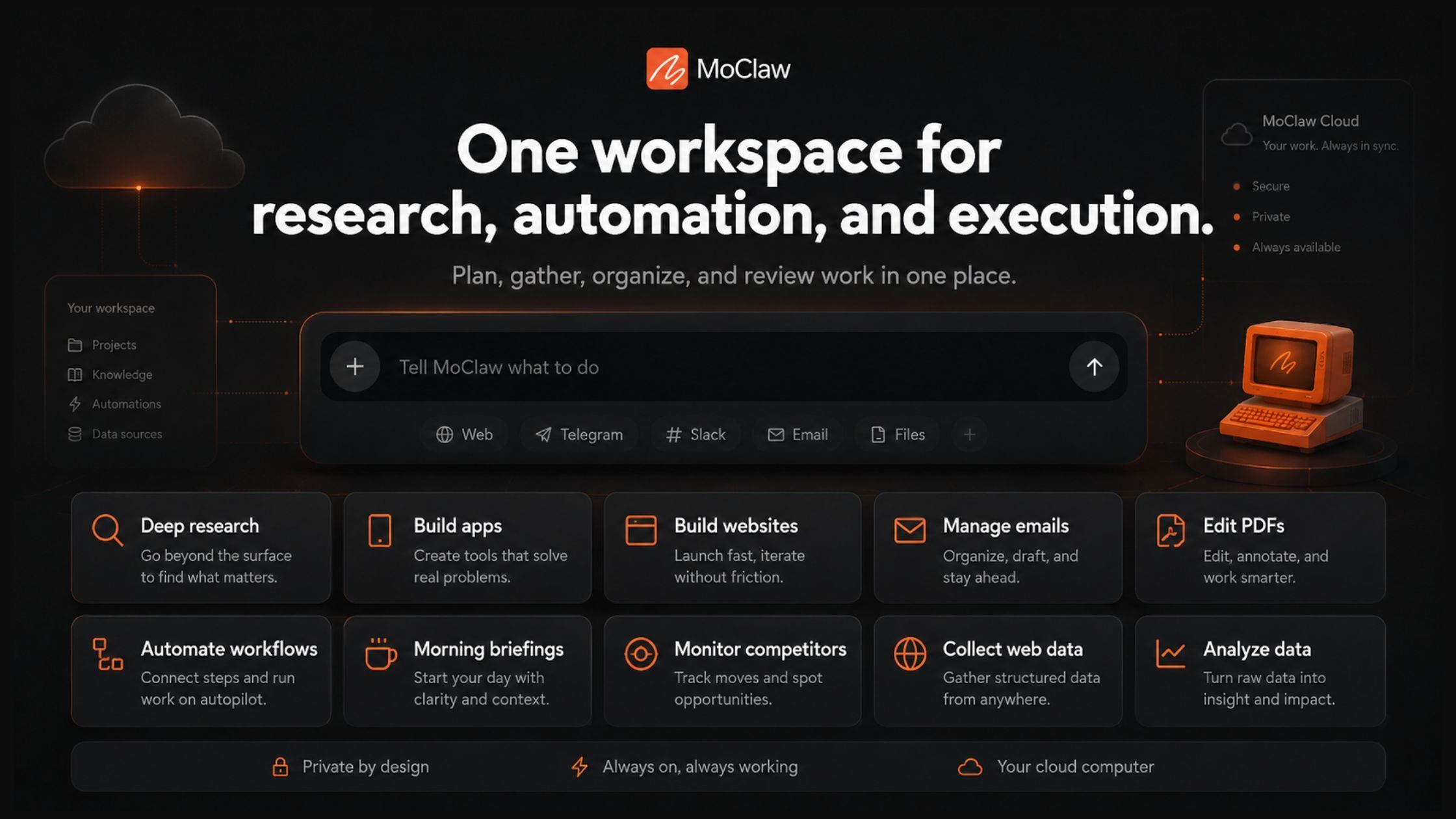 MoClaw workflow environment for research automation and execution
