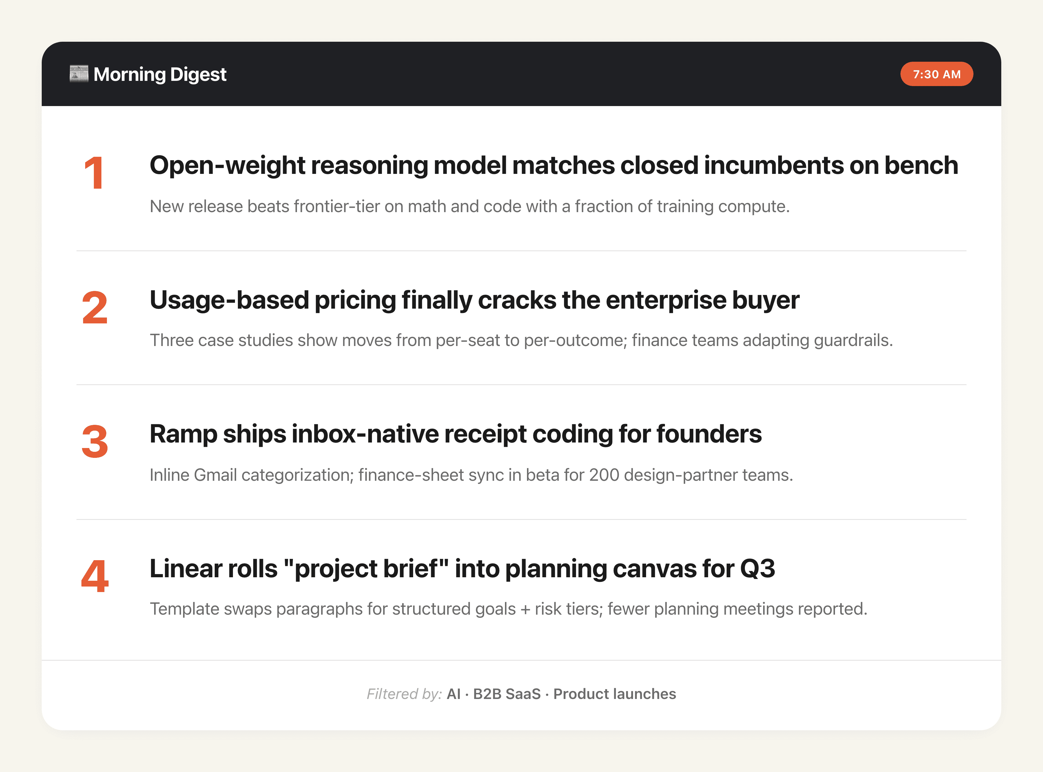 Industry News Daily Digest output preview