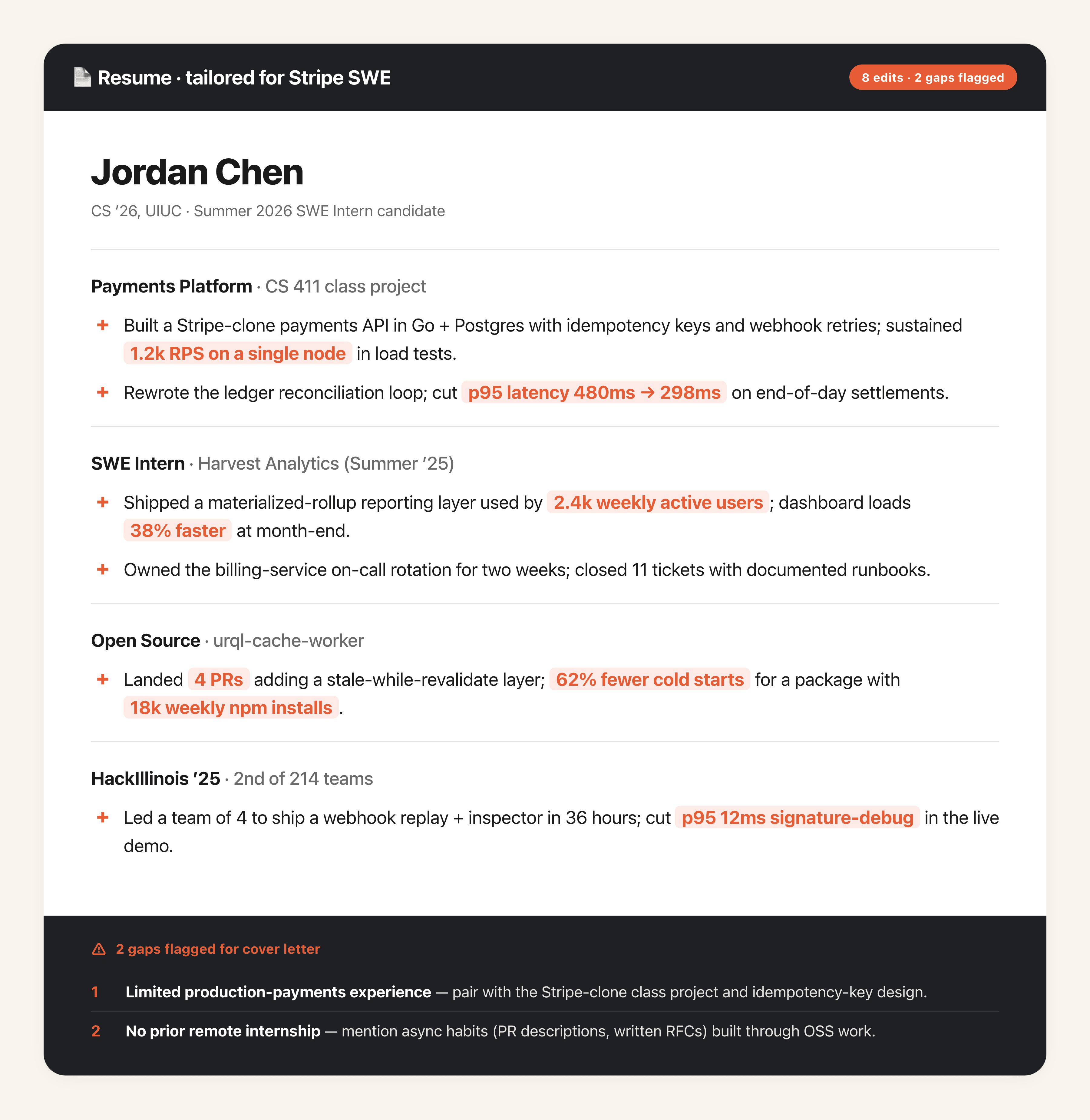 Internship-Ready Resume Polish output preview